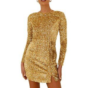 Women's Sequin Bodycon Mini Dress Light Gold
